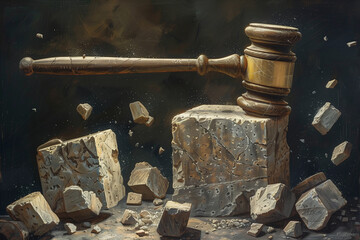 In this powerful depiction, The Hammer of Justice captures the precise instant the gavel meets the block, encapsulating the finality of the judge's ruling and the weight of the jus