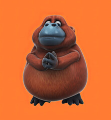 Fun 3D cartoon orang outan clapping