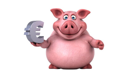 Fun 3D cartoon pig illustration