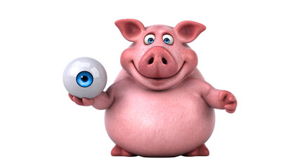 Fun 3D cartoon pig illustration