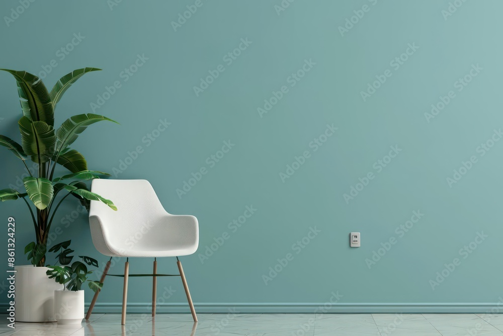 Poster advanced digital thermostat in a sleek home environment with space for text