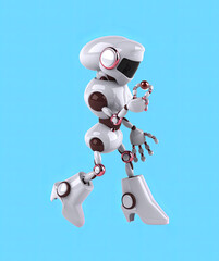 Robot walking with a red pill