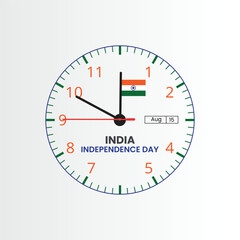 independence of India with flag and clock