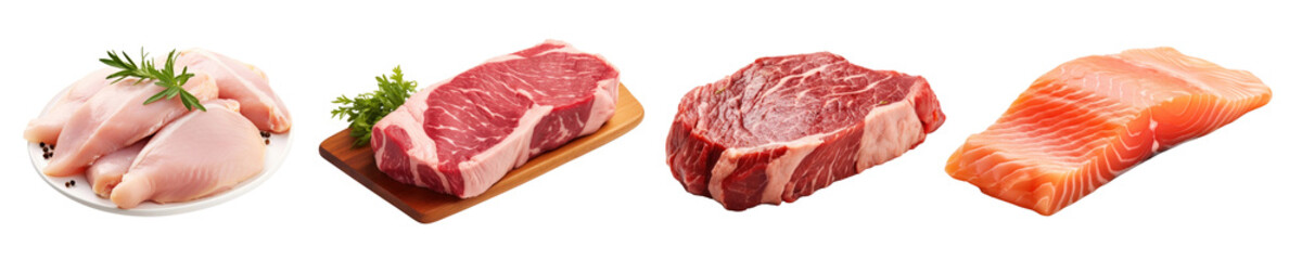 PNG raw meats protien  cut out element set