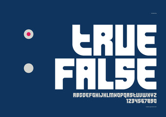 Bold and strong vector geometric font for logos and branding, heavy letters alphabet for posters and advertising, display typeface with huge fat letters.