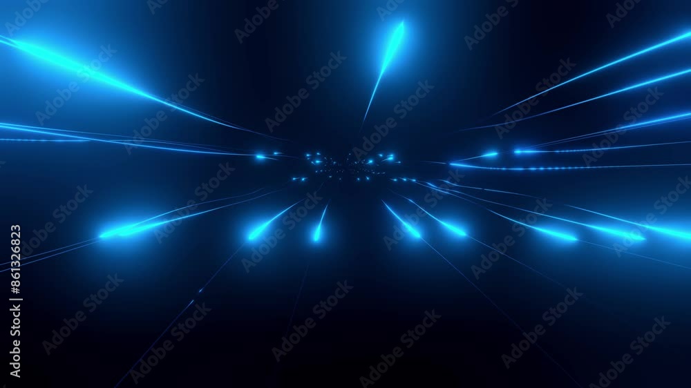 Poster energy flows through a moving conductor wire. seamless looping animation of blue energy. can be used
