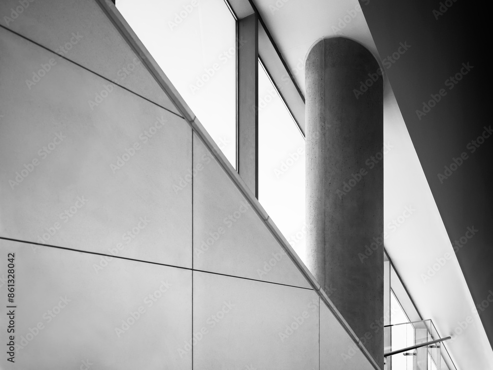 Poster Concrete columns structure Modern Building indoor Architecture details
