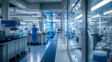 State-of-the-art research lab with integrated smart lab benches and high-resolution imaging.