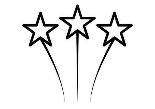 Icono negro de tres estrellas fugaces