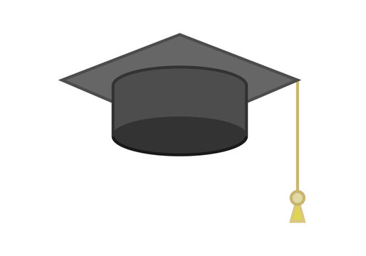 Sombrero de graduaci&oacute;n universitaria en fondo blanco