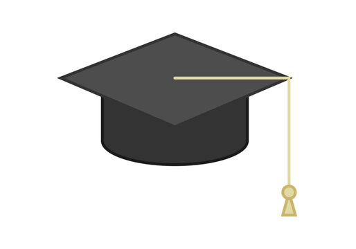 Sombrero de graduaci&oacute;n universitaria en fondo blanco