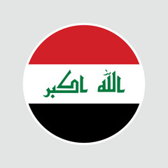 The flag of Iraq. Flag icon. Standard color. Round flag. Computer illustration. Digital illustration. Vector illustration.	