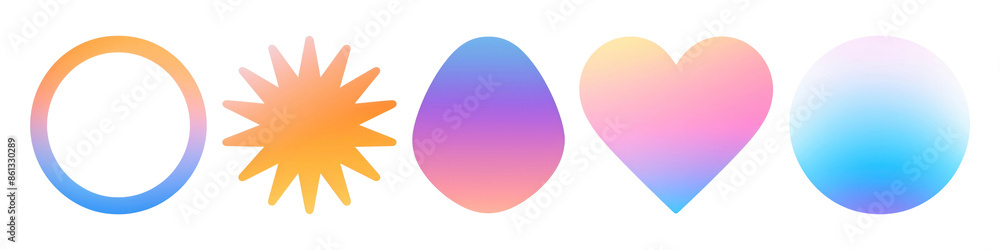 Poster gradient shape png cut out element set