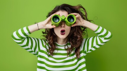 The woman with green binoculars