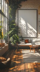 A clean and contemporary mockup of a white background frame nestled in a minimalist study setting featuring a workspace with natural lighting a sense of focus and productivity and a modern