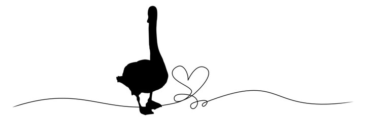 line art swan silhouette illustration vector for a  background 