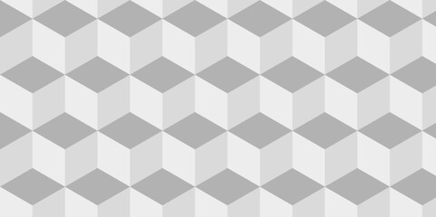 Abstract white and gray style minimal blank cubic. Geometric pattern illustration mosaic, square and triangle wallpaper. Seamless cube technology business concept.	