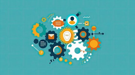 Interconnected Gears Representing Business Processes