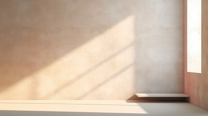 Minimalist Interior with Sunlight Casting Shadows on Wall