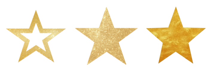 Golden stars png cut out element set