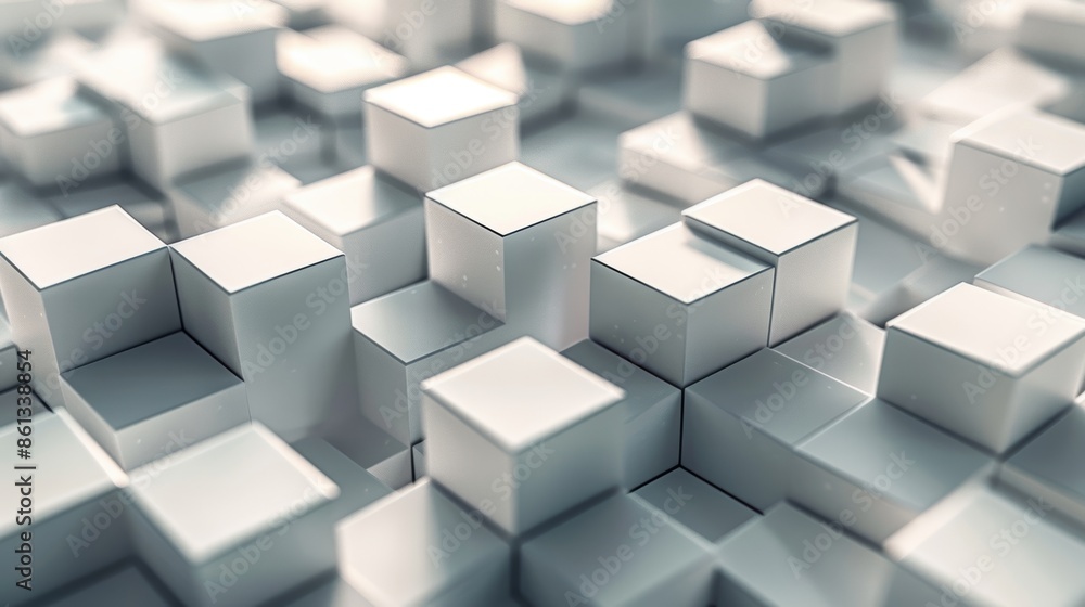 Poster Abstract background of white cubes arranged in a grid pattern