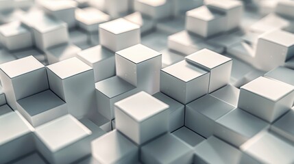 Abstract background of white cubes arranged in a grid pattern