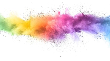 Fototapeta premium Rainbow Powder Explosion Isolated on White