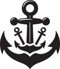 Marine Symbol Black Anchor Icon Vector Flat Illustration Silhouette Style