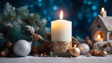 christmas candle and decorations