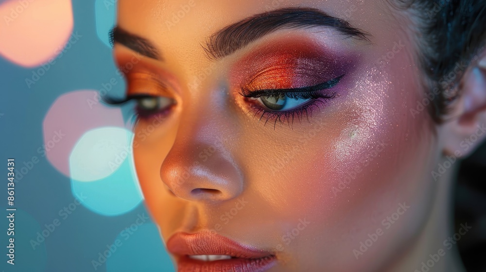Aufkleber this image showcases a close-up of a vibrant background with abstract light bokeh, providing a visua