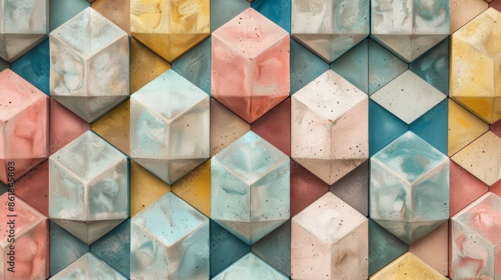 Aufkleber colorful geometric pattern with 3d cube design. abstract geometric background.