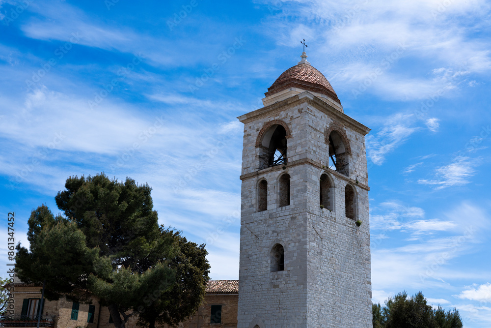 Wall mural bell tower view of the cathedral of san ciriaco in the city ancona