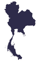 Thailand map in Navy color isolated on a white background.