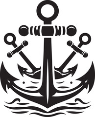 Marine Symbol Black Anchor Icon Vector Flat Illustration Silhouette Style