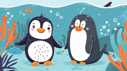 Obraz premium To extend the learning experience, consider exploring more about penguins and walruses through books, videos, or online resources
