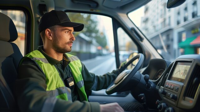 the driver inside the van
