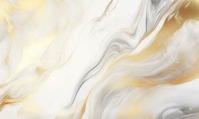 Obraz premium Abstract Marble Swirls in Gold and Gray