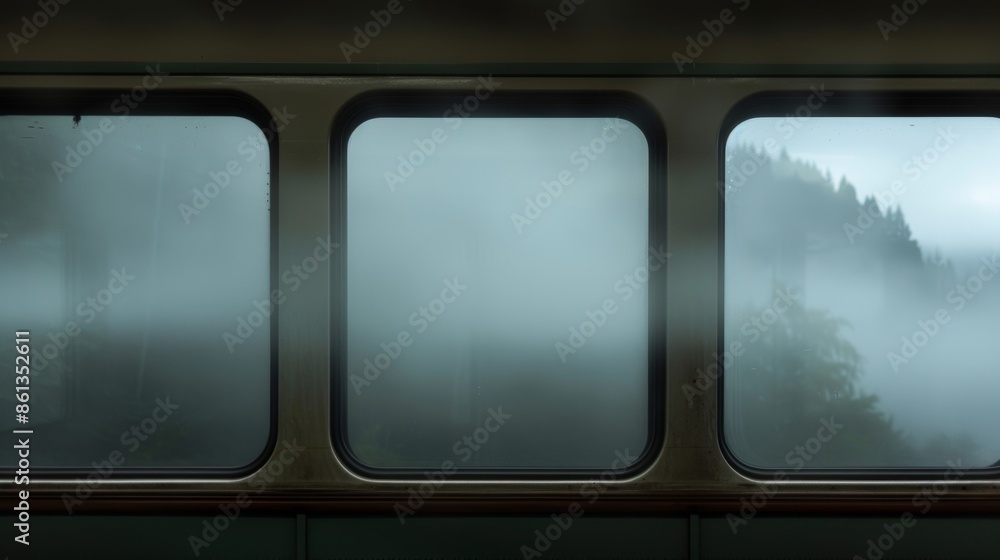 Poster the fog blurs the line between the train and its surroundings creating a feeling of unity with natur