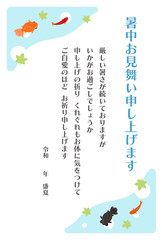 夏の金魚のフレームの暑中見舞いのデザイン02