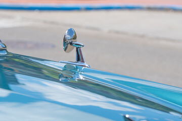 Classic American car close up copy space selective focus background image, graphic resources
