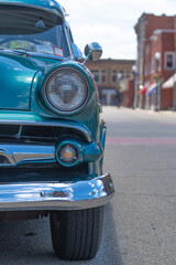 Classic American car close up copy space selective focus background image, graphic resources