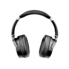 Halftone headphones. Dots texture. Contemporary style