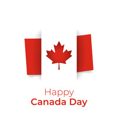 Happy canada day greeting card, template. National day. Canada flag in creative paper cut style for holiday card design. Vector illustration, original design