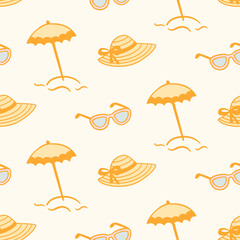 Summer beach umbrella seamless pattern background