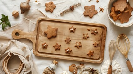 Cookies on a wooden tray