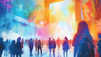 A vibrant school event with augmented reality games