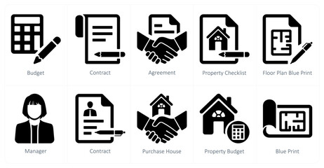 A set of 10 Real Estate icons as budget, contract, agreement