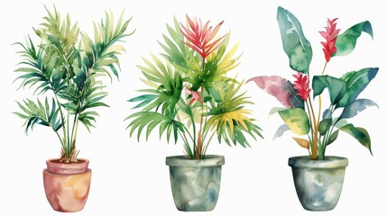 Fototapeta premium a houseplant clipart, product photography element, watercolor illustration, vibrant,