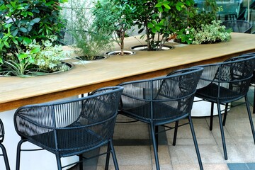table and chairs in a cafe
