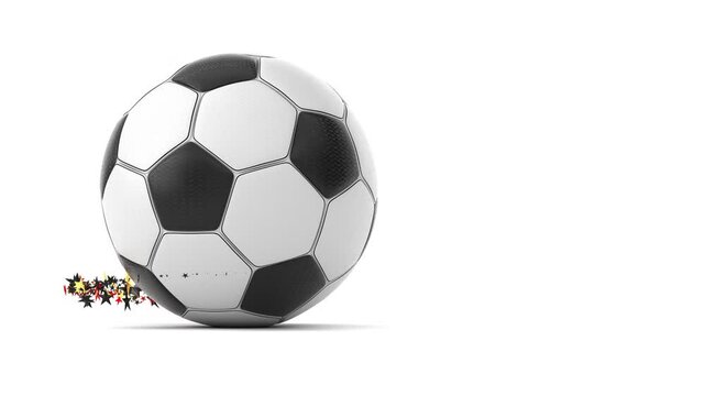 4k Video drehender Fu&szlig;ball mit Sternenschweif in deutschen Farben. Endlosschleife, ProRes 4444